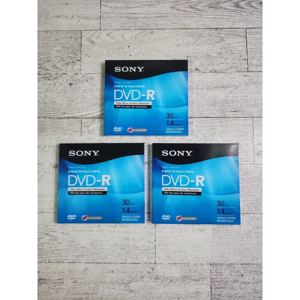 NEW Sony Mini DVD-R 3 Pack for Handycam Camcorder 1.4GB 30Min Sealed AccuCORE